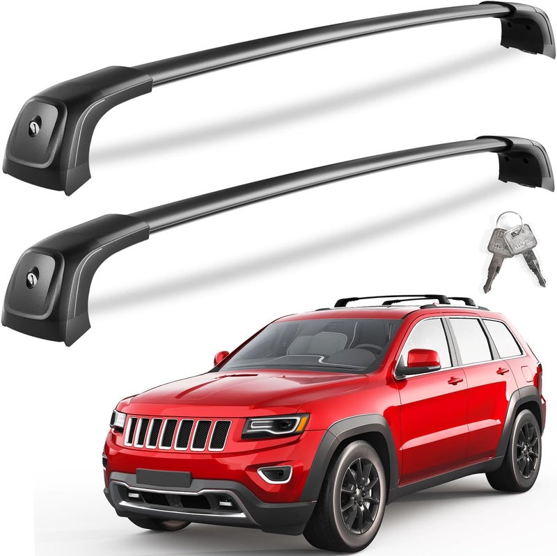 KINGGERI 330lbs Lockable Roof Racks Cross Bars Fit for Jeep Grand Cherokee 2011-2021 with Grooved Side Rails(NOT for Raised Side Rails), Heavy Duty Anti-Theft Aluminum Rails Crossbars Cargo Kayak - Image 1